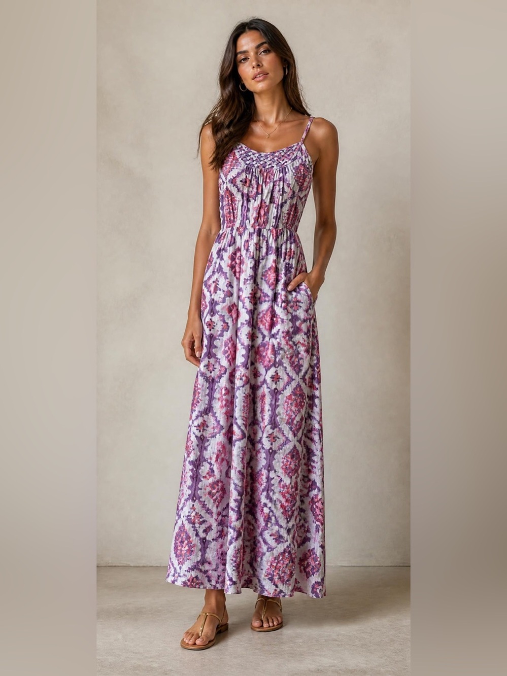 Band of Gypsies Purple Floral Midi Dress